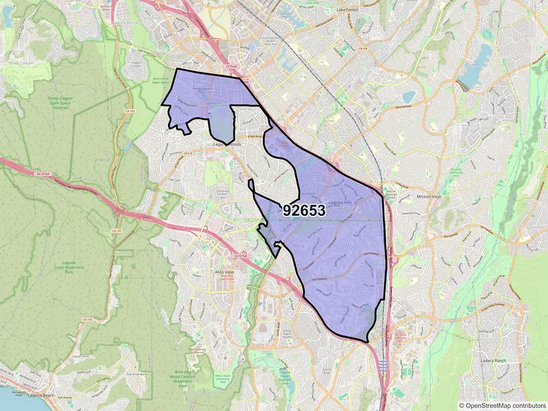 Map of ZIP Code 92653 — Laguna Hills, CA