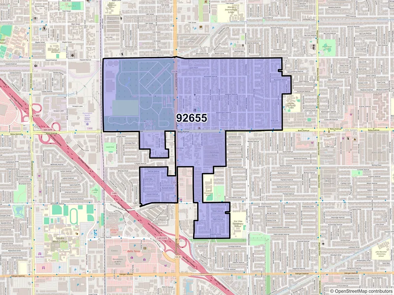 Map of ZIP Code 92655 — Midway City, CA