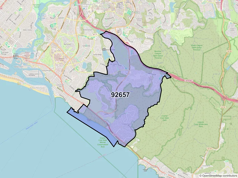 Map of ZIP Code 92657 — Newport Coast, CA