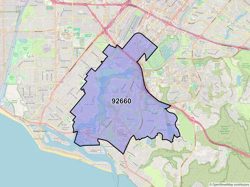 Map of ZIP Code 92660 — Newport Beach, CA
