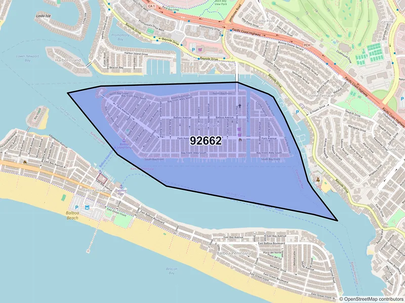 Map of ZIP Code 92662 — Newport Beach, CA