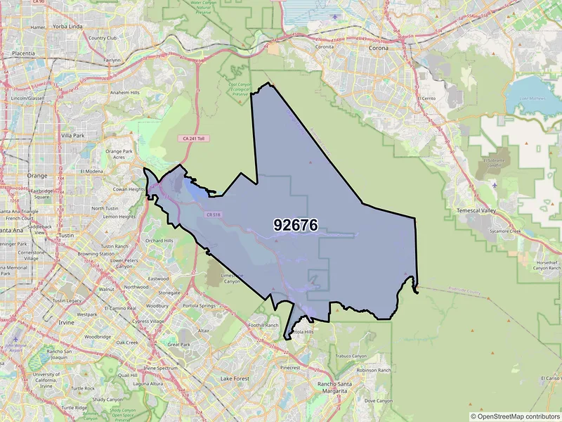 Map of ZIP Code 92676 — Silverado, CA