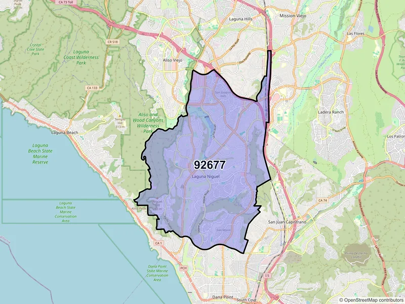 Map of ZIP Code 92677 — Laguna Niguel, CA