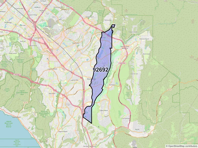 Map of ZIP Code 92692 — Mission Viejo, CA