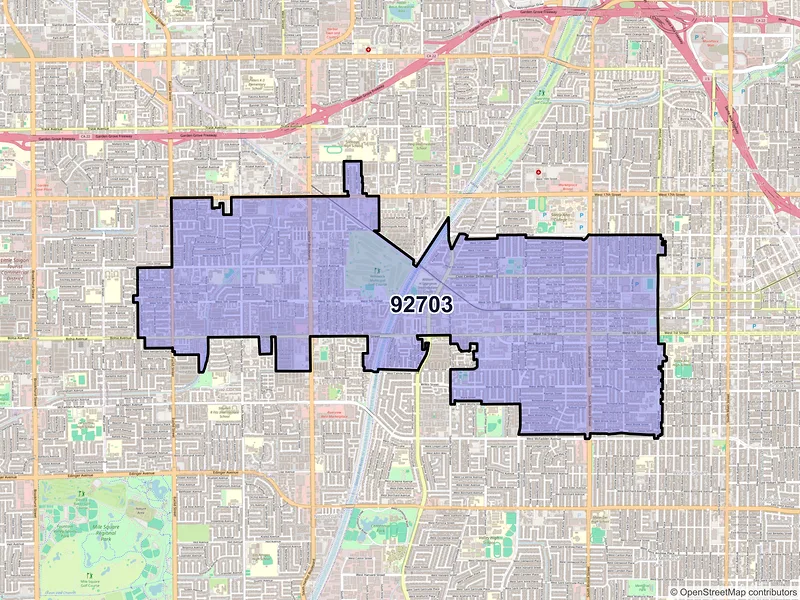 Map of ZIP Code 92703 — Santa Ana, CA