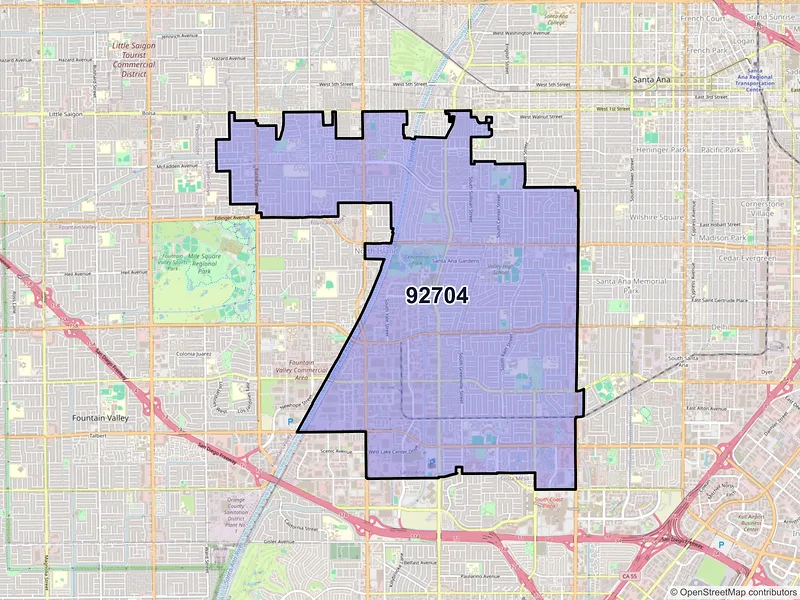 Map of ZIP Code 92704 — Santa Ana, CA