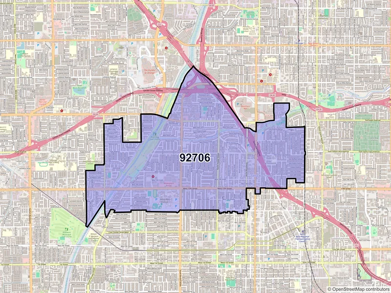 Map of ZIP Code 92706 — Santa Ana, CA