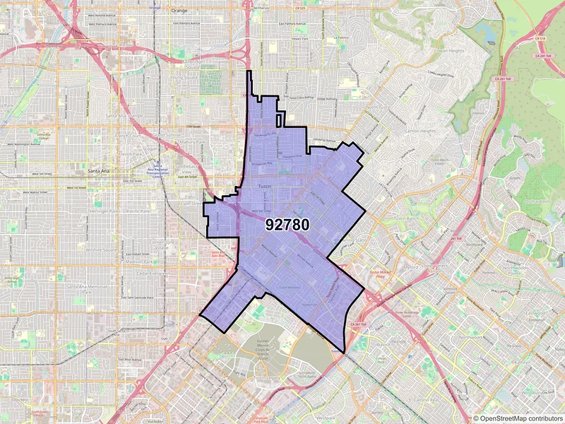 Map of ZIP Code 92780 — Tustin, CA