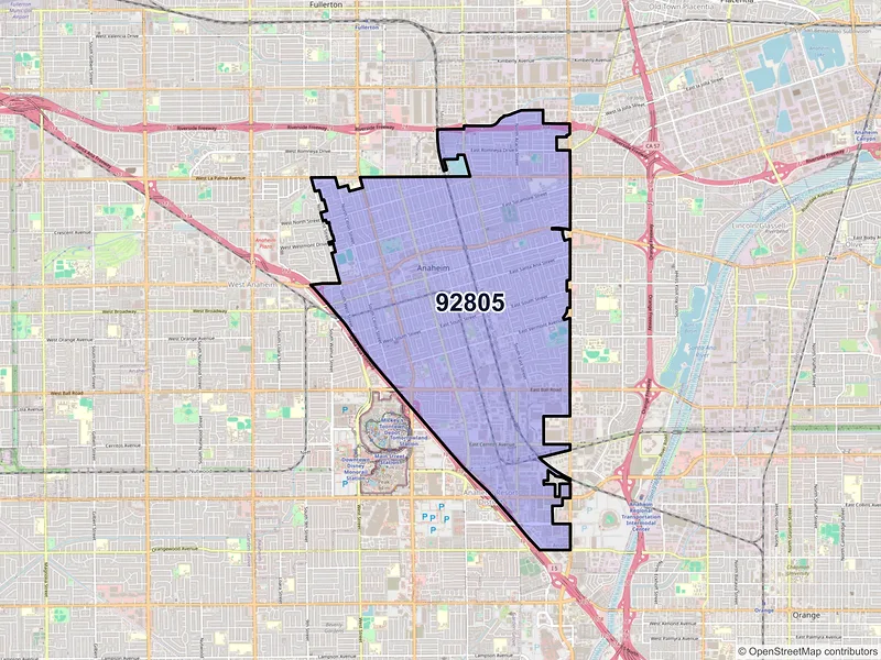 Map of ZIP Code 92805 — Anaheim, CA
