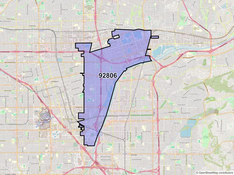 Map of ZIP Code 92806 — Anaheim, CA