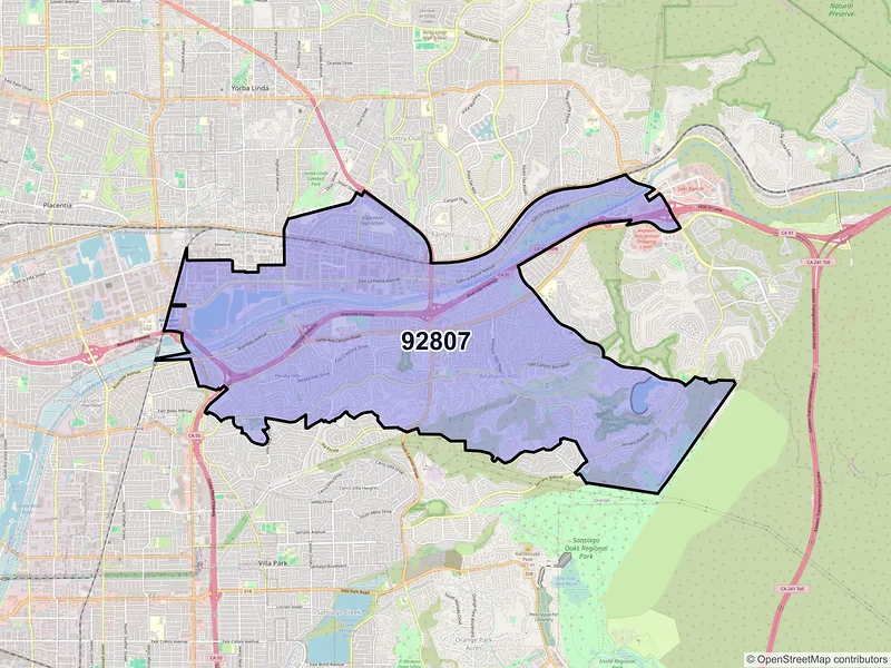 Map of ZIP Code 92807 — Anaheim, CA