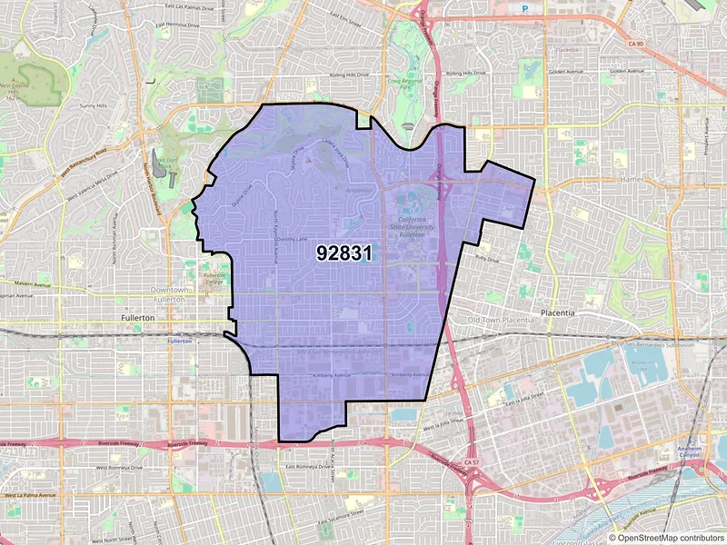 Map of ZIP Code 92831 — Fullerton, CA