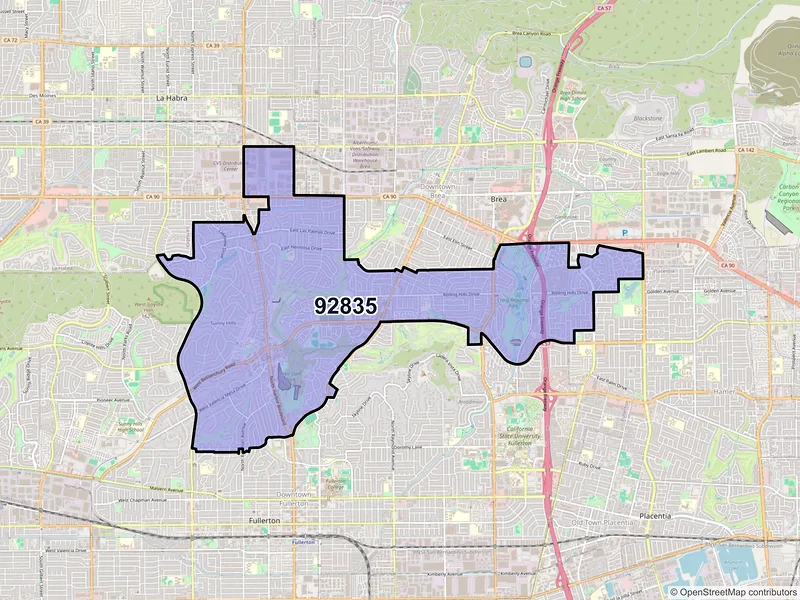 Map of ZIP Code 92835 — Fullerton, CA