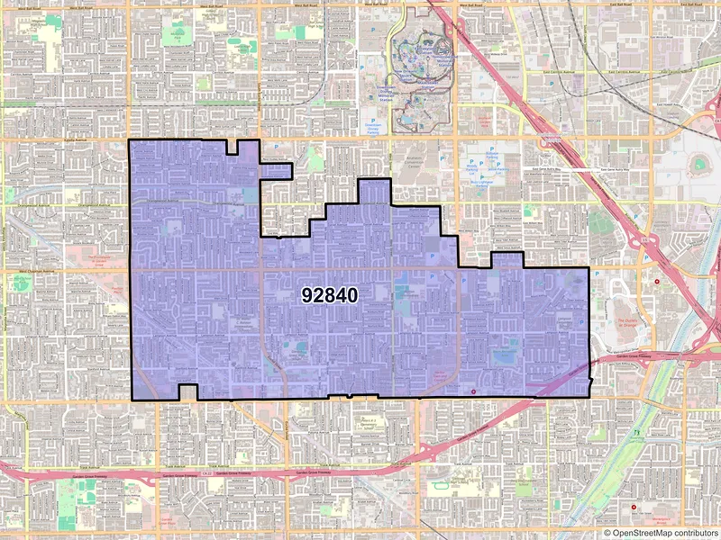 Map of ZIP Code 92840 — Garden Grove, CA