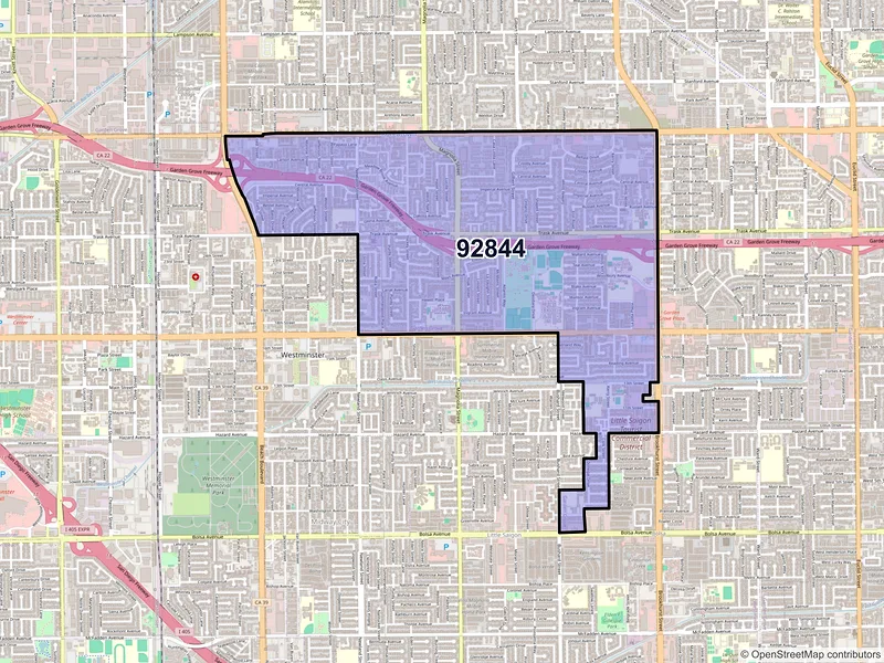 Map of ZIP Code 92844 — Garden Grove, CA