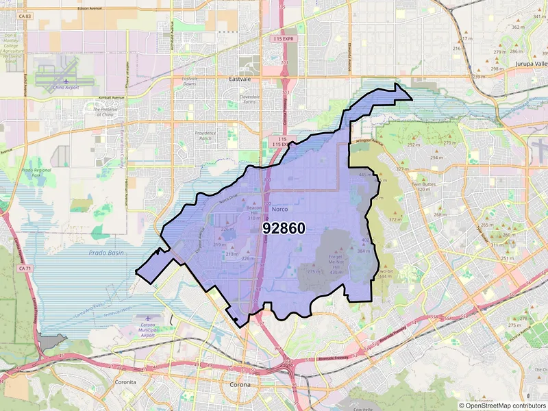 Map of ZIP Code 92860 — Norco, CA