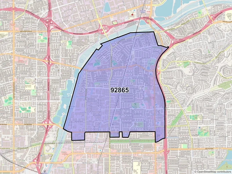 Map of ZIP Code 92865 — Orange, CA