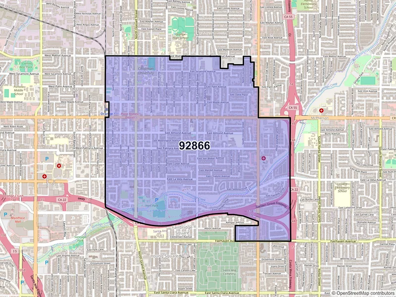 Map of ZIP Code 92866 — Orange, CA