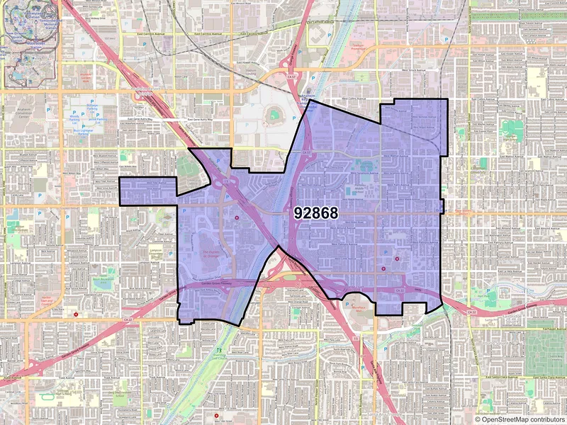 Map of ZIP Code 92868 — Orange, CA