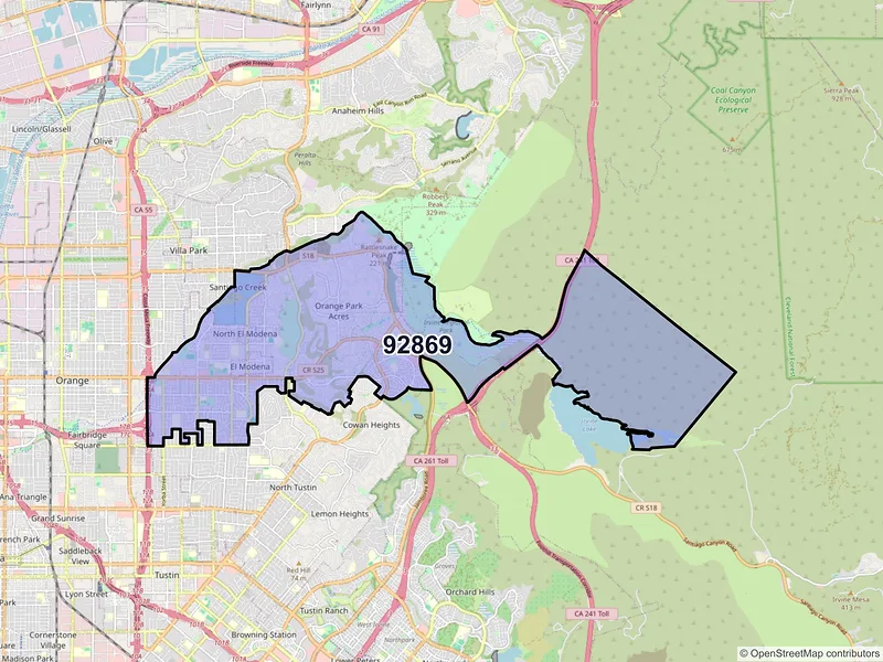 Map of ZIP Code 92869 — Orange, CA