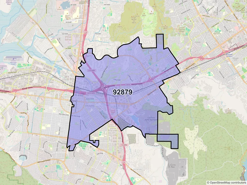 Map of ZIP Code 92879 — Corona, CA