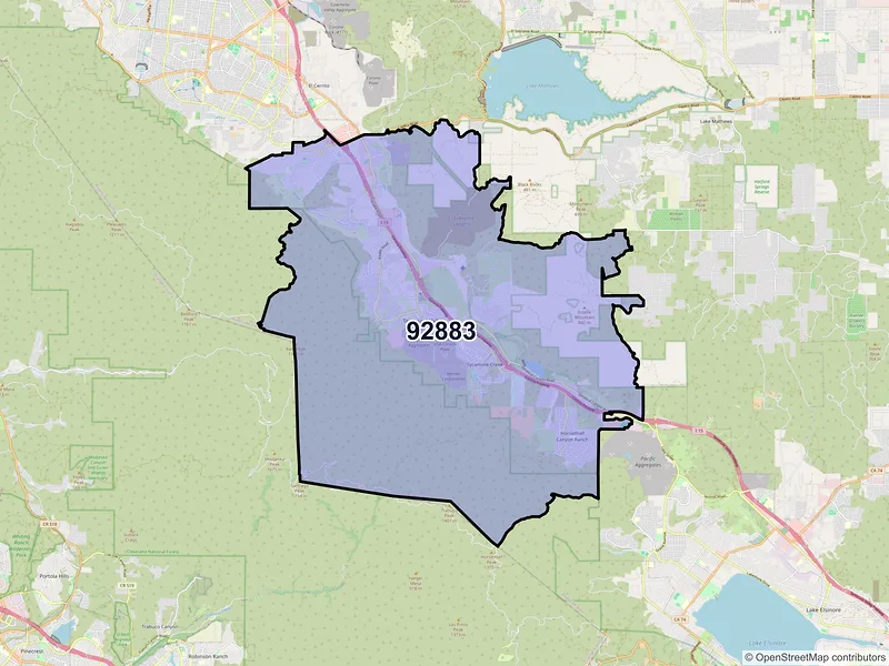 Map of ZIP Code 92883 — Corona, CA