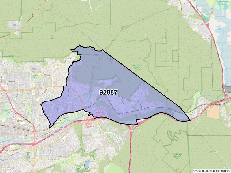 Map of ZIP Code 92887 — Yorba Linda, CA