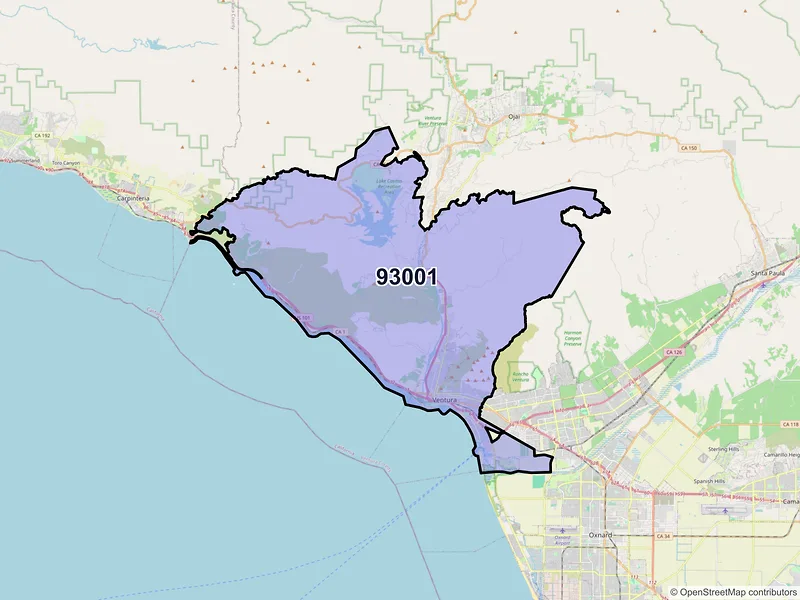 Map of ZIP Code 93001 — Ventura, CA