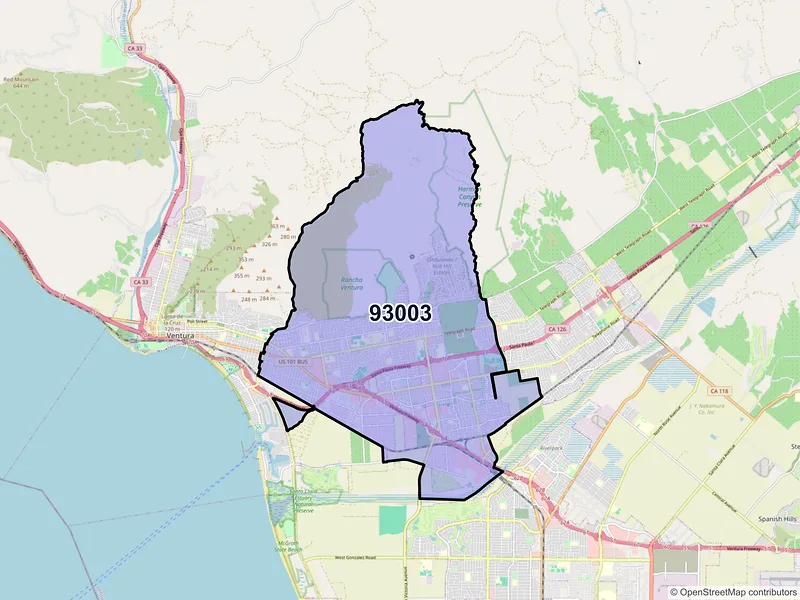 Map of ZIP Code 93003 — Ventura, CA