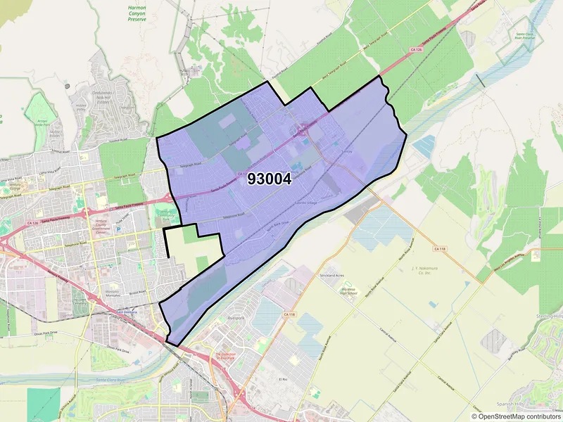Map of ZIP Code 93004 — Ventura, CA