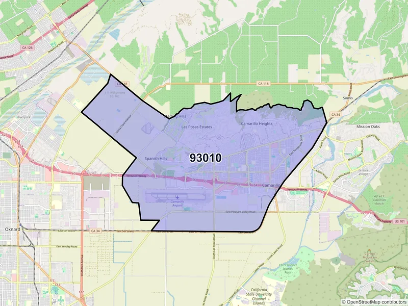 Map of ZIP Code 93010 — Camarillo, CA