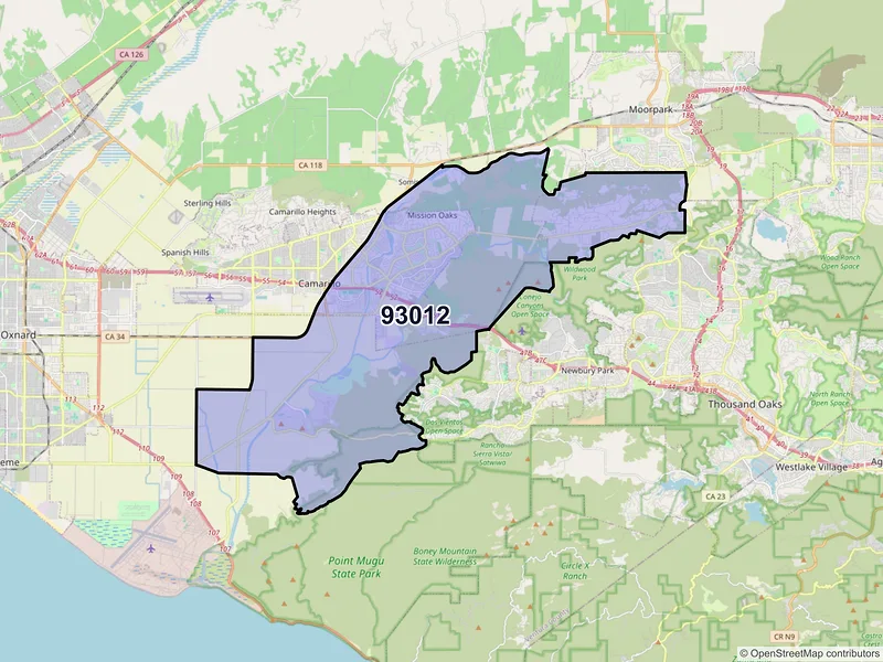 Map of ZIP Code 93012 — Camarillo, CA