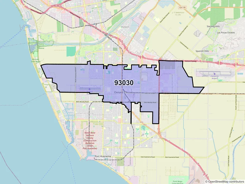 Map of ZIP Code 93030 — Oxnard, CA