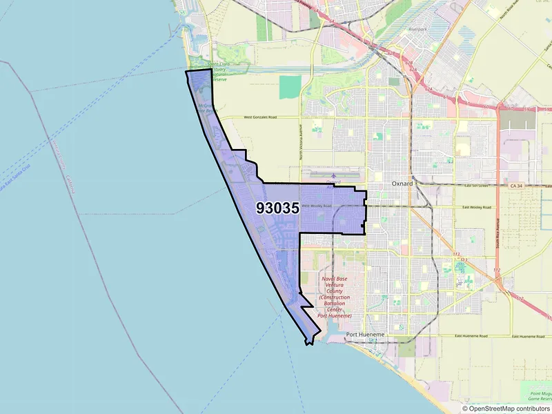 Map of ZIP Code 93035 — Oxnard, CA