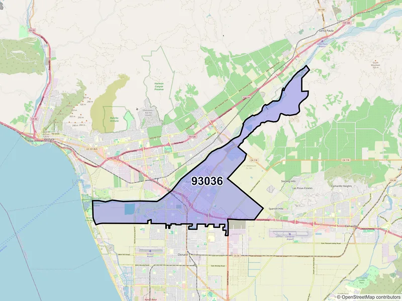 Map of ZIP Code 93036 — Oxnard, CA