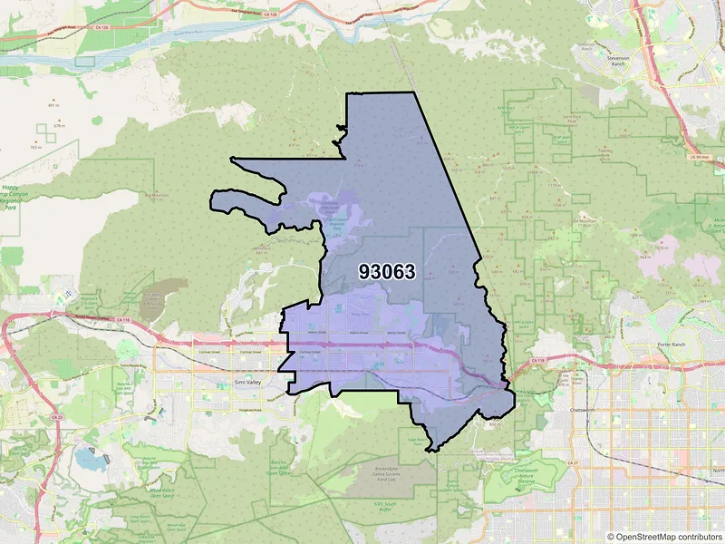 Map of ZIP Code 93063 — Simi Valley, CA