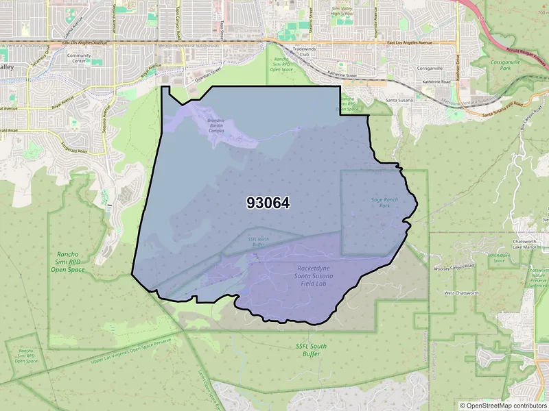 Map of ZIP Code 93064 — Brandeis, CA
