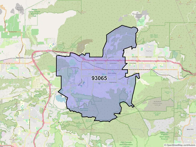 Map of ZIP Code 93065 — Simi Valley, CA