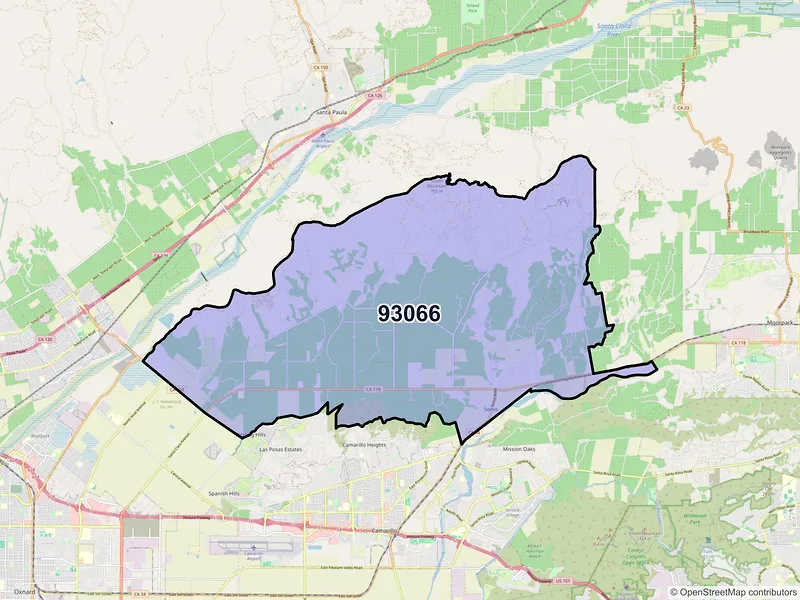 Map of ZIP Code 93066 — Somis, CA