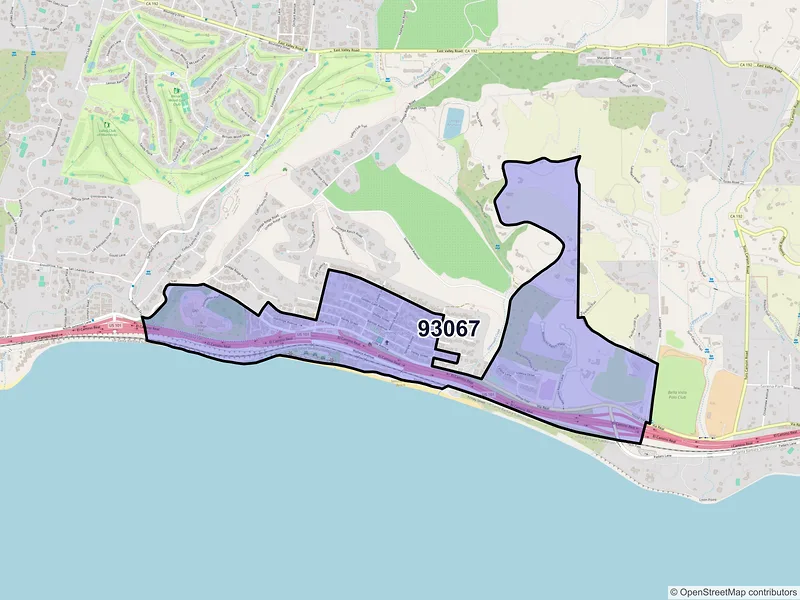 Map of Summerland, California and ZIP codes