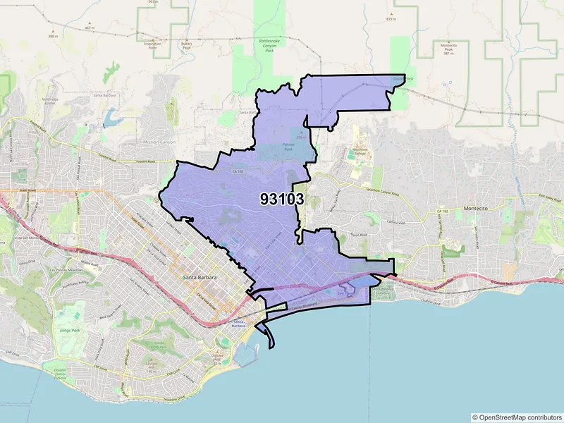 Map of ZIP Code 93103 — Santa Barbara, CA
