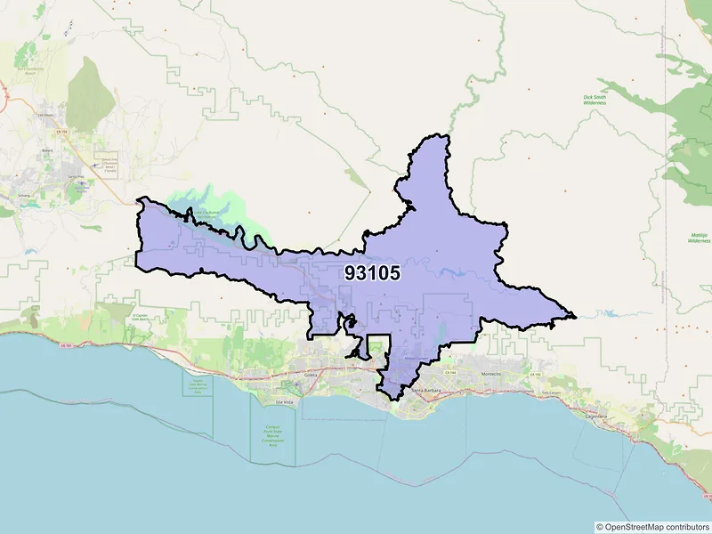 Map of ZIP Code 93105 — Santa Barbara, CA