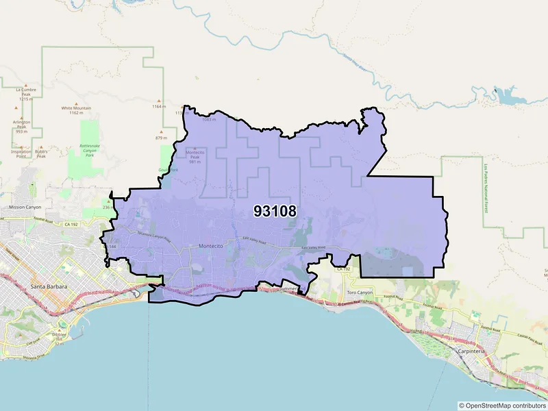 Map of ZIP Code 93108 — Santa Barbara, CA