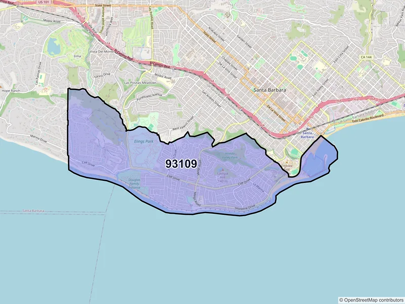 Map of ZIP Code 93109 — Santa Barbara, CA