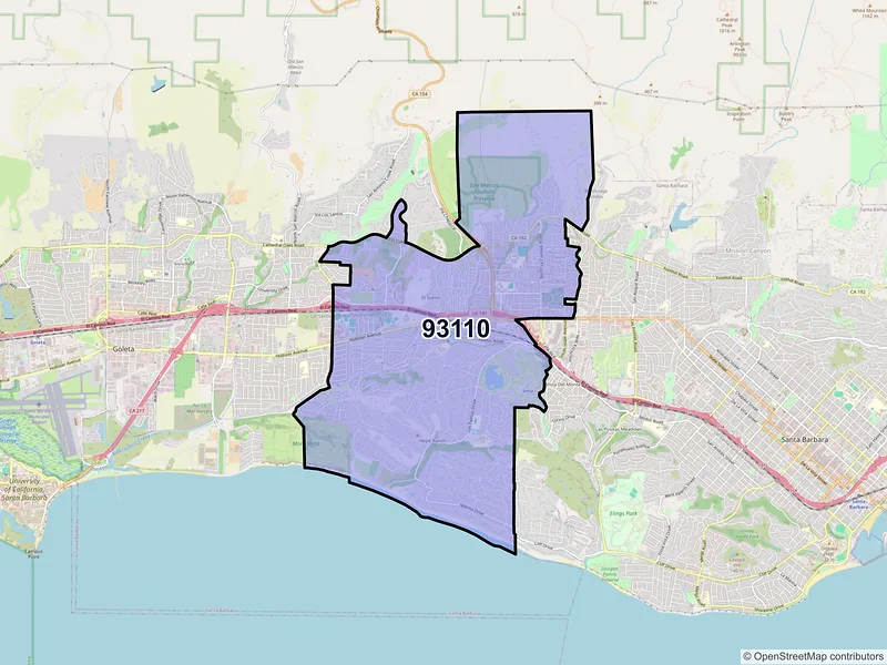 Map of ZIP Code 93110 — Santa Barbara, CA