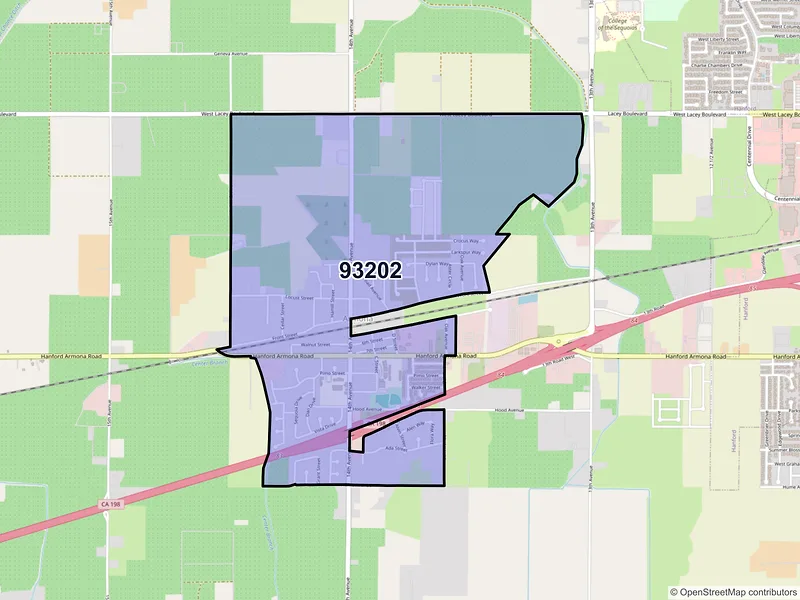 Map of ZIP Code 93202 — Armona, CA