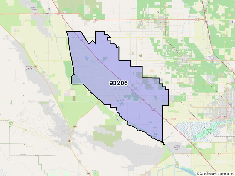 Map of ZIP Code 93206 — Buttonwillow, CA