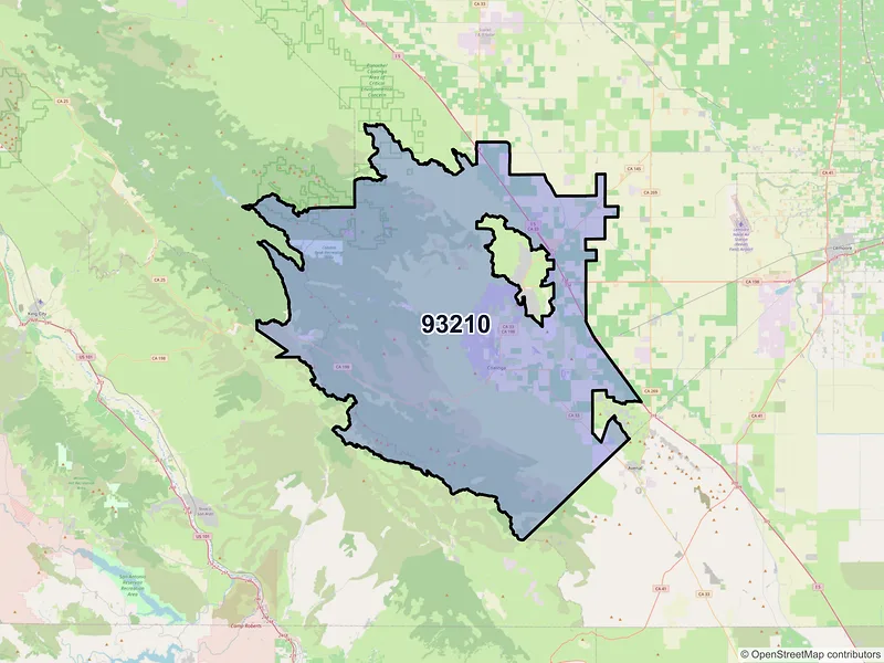 Map of ZIP Code 93210 — Coalinga, CA
