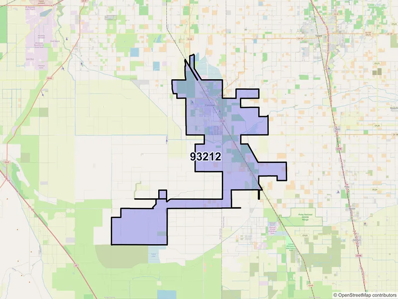 Map of ZIP Code 93212 — Corcoran, CA