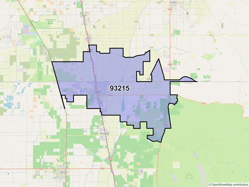 Map of ZIP Code 93215 — Delano, CA